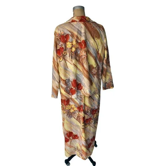 Vintage 70s Abstract Autumnal Sleeveless Dress - Picture 5 of 6